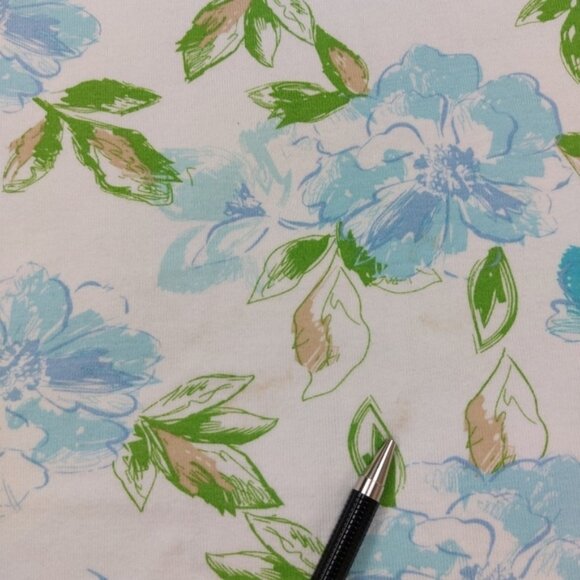 WHITE STAG WOMEN'S WHITE WITH BLUE FLORAL SHORT SLEEVE TSHIRT SIZE LARGE - Picture 3 of 9